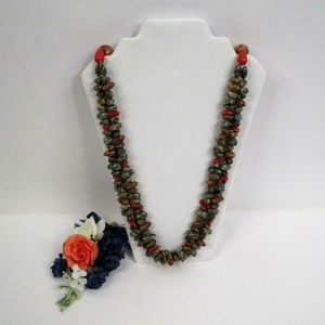 Vintage Necklace Polished Stones 18″ Double Strand